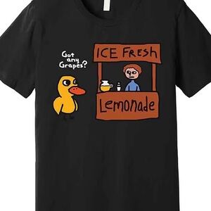 Black Graphic T-Shirt with Duck and Lemonade Stand